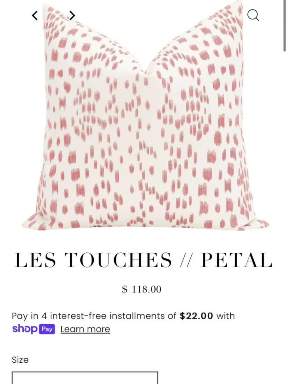 22x22 Les Touches Petal Accent Pillow in Petal Pink